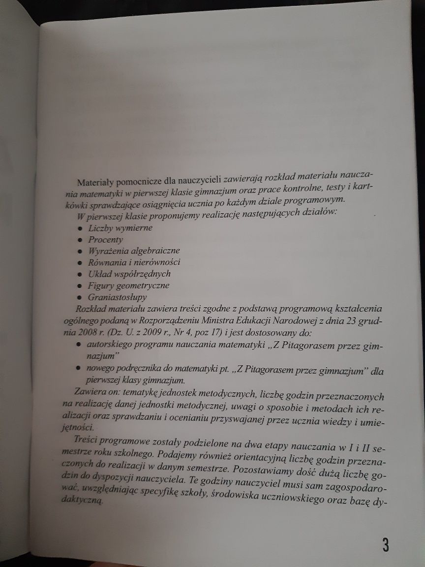 Z Pitagorasem przez gimnazjum materiały pomocnicze klasa 1