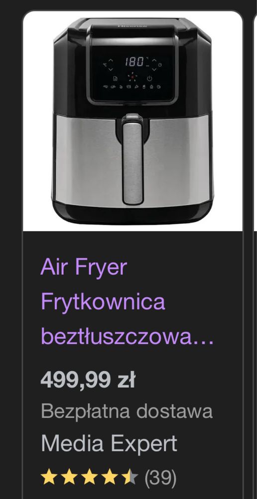 Nowa frytkownica beztłuszczowa HISENSE
