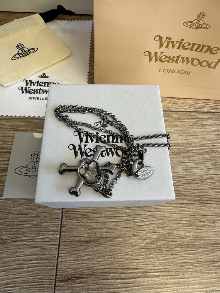 Кулон цепочка Vivienne Westwood  skeleton skull chrome hearts pandora