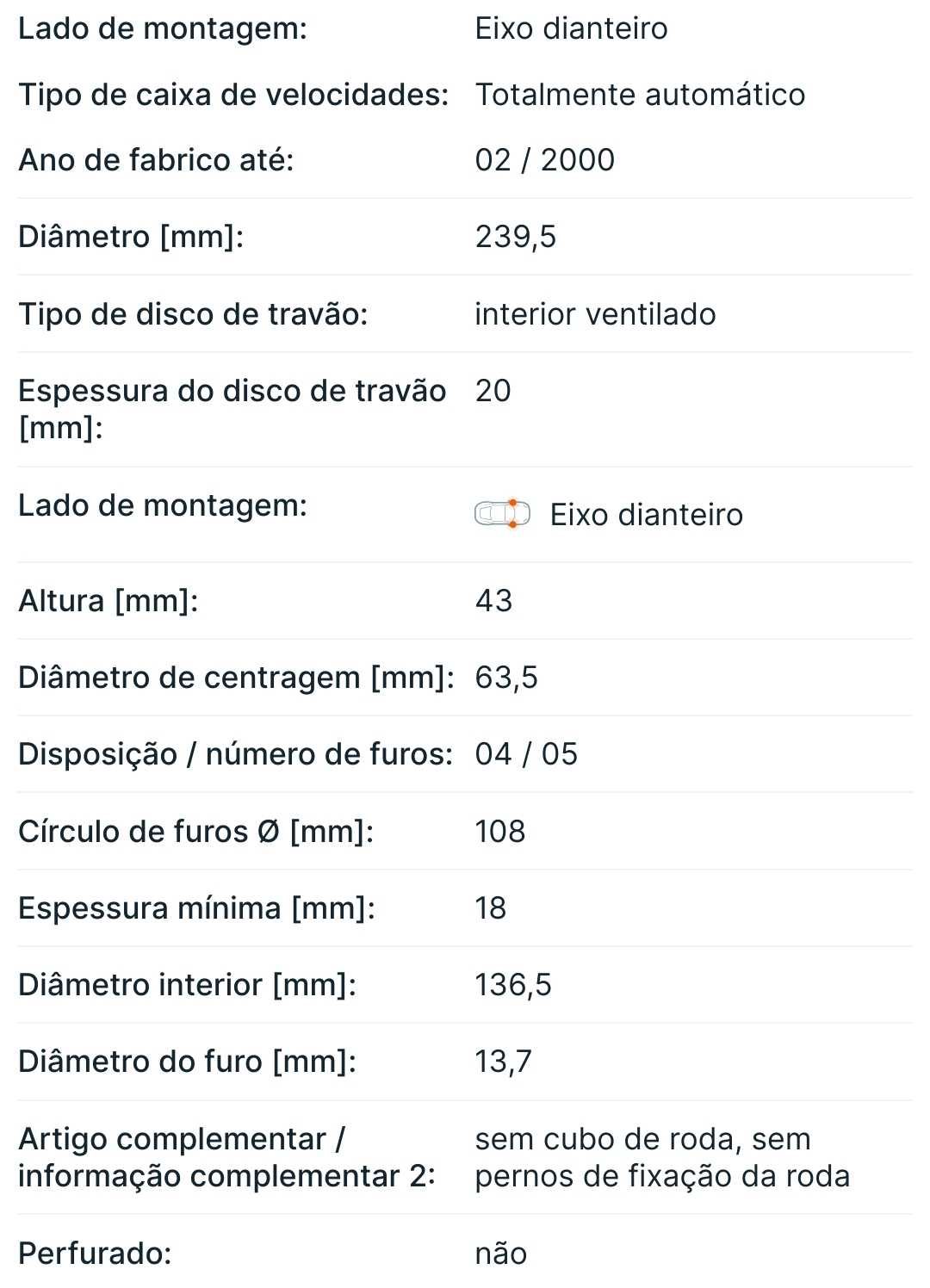 Discos de Travões