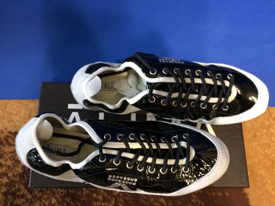 Кожаные итальянские кеды (чешки на шнурках) 37 р.