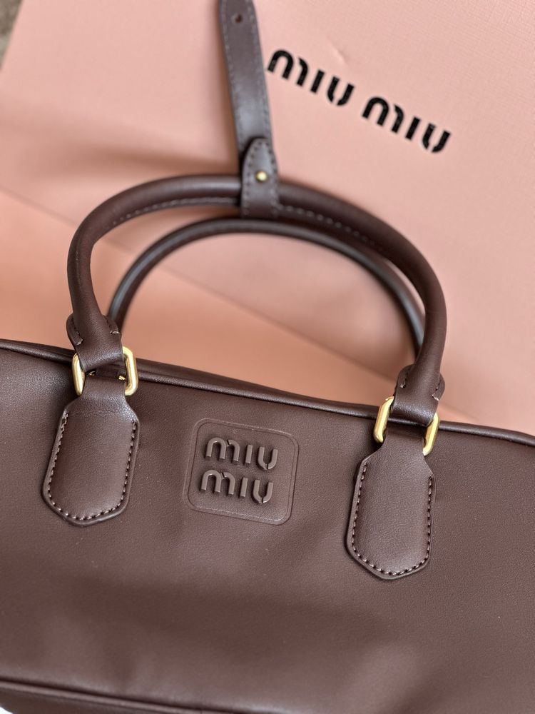 Сумка Miu Miu, шкірана сумка, стильна сумка, коричнева шкіряна сумка