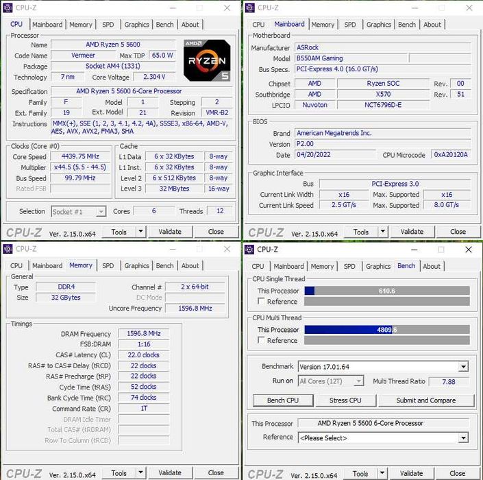 Ryzen 5 5600+32 DDR4 +ASRock B550AM Gaming Материнська плата Комплект