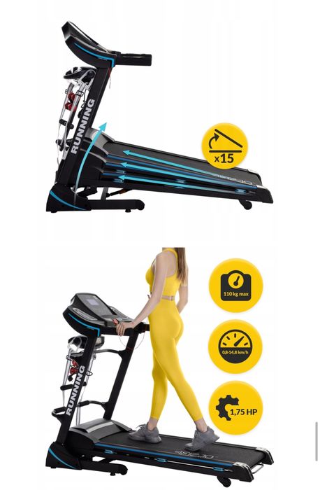 Elektryczna bieżnia domowa TM FALCO S+ 4Fizjo skladana z masażerem