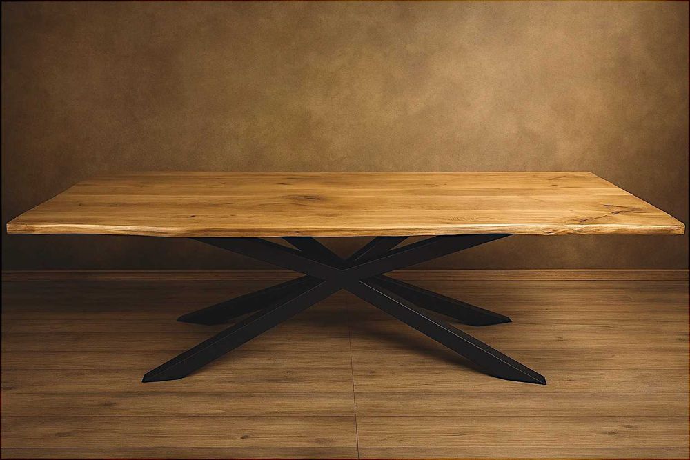 Stół Pająk Dębowy LOFT, 100% Lite Drewno DĄB, Rozkładany.