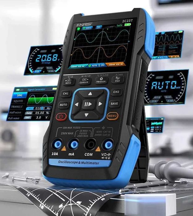 Fnirsi 2C23T oscyloskop cyfrowy + generator sygnałów + multimetr 3w1