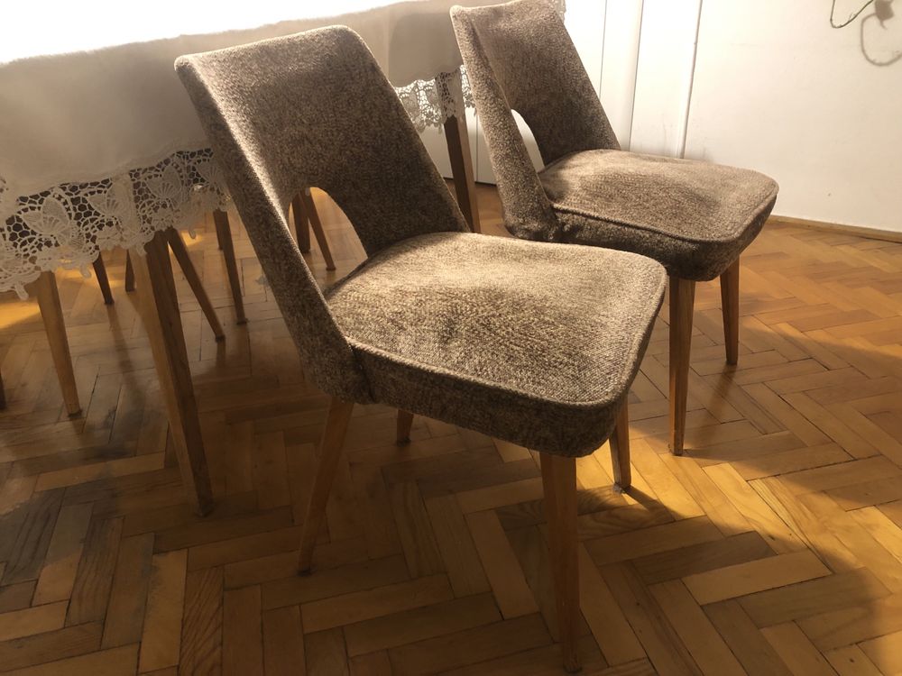 Stół i krzesła- jadalnia z epoki PRL - z potencjałem Art Deco