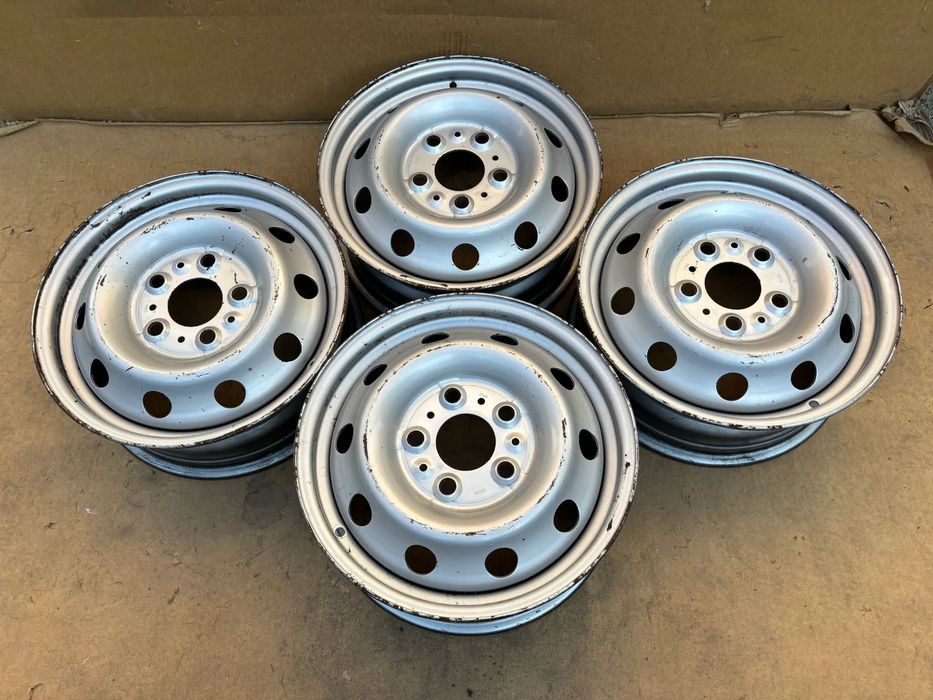 Felgi Stalowe Oryginalne Fiat Ducato Peugeot Boxer Citroen Jumper 6J 16&quot; Et68 5x130 Komplet 4 Sztuki Jak Nowe Kołpaki Oryignalne