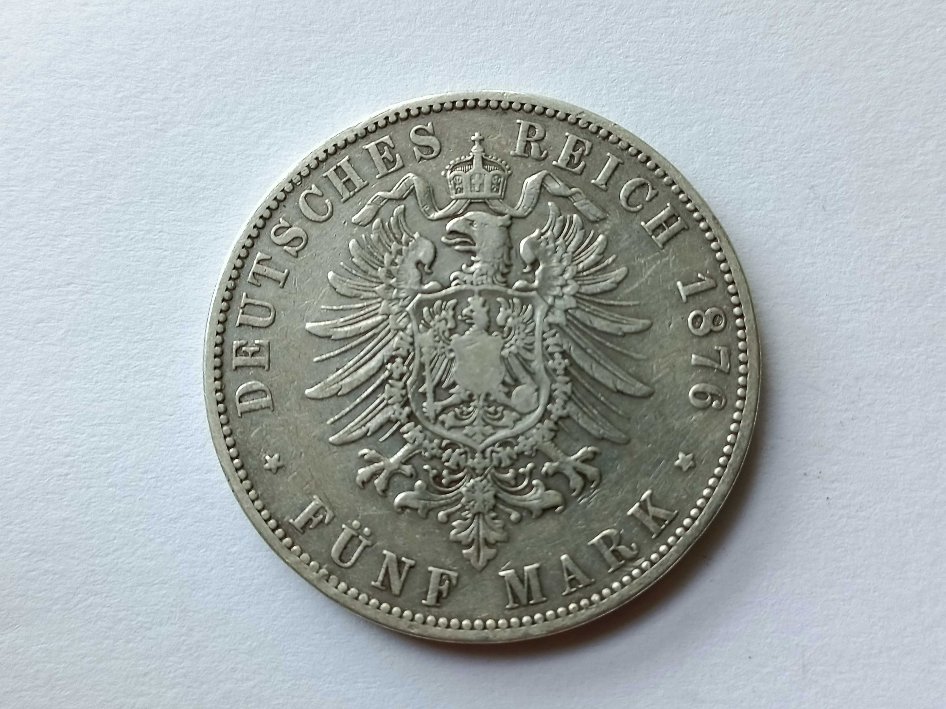 5 marek 1876 A  Niemcy , oryginał Srebro