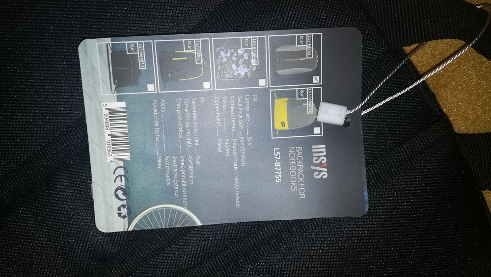 Artigo NOVO - Mochila para portátil/tablets/Notebooks Insys LS-B7755