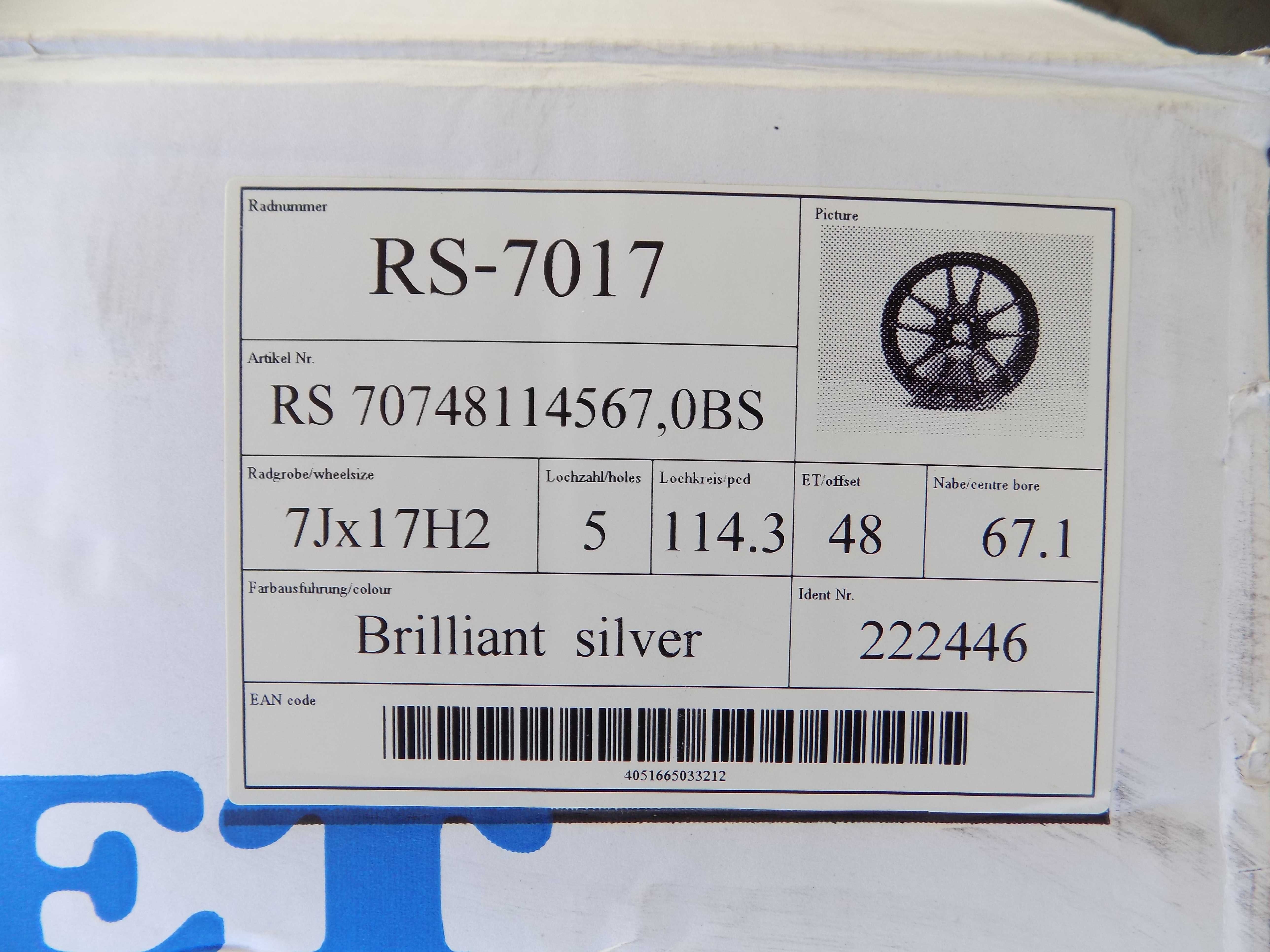 Felgi Aluminiowe 17 BORBET 5x114,3 Hyundai,Kia,Mazda