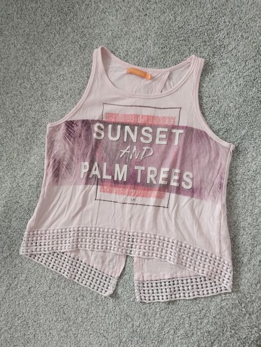 Jasnoróżowa damska krótka koszulka crop top Staccato roz. S