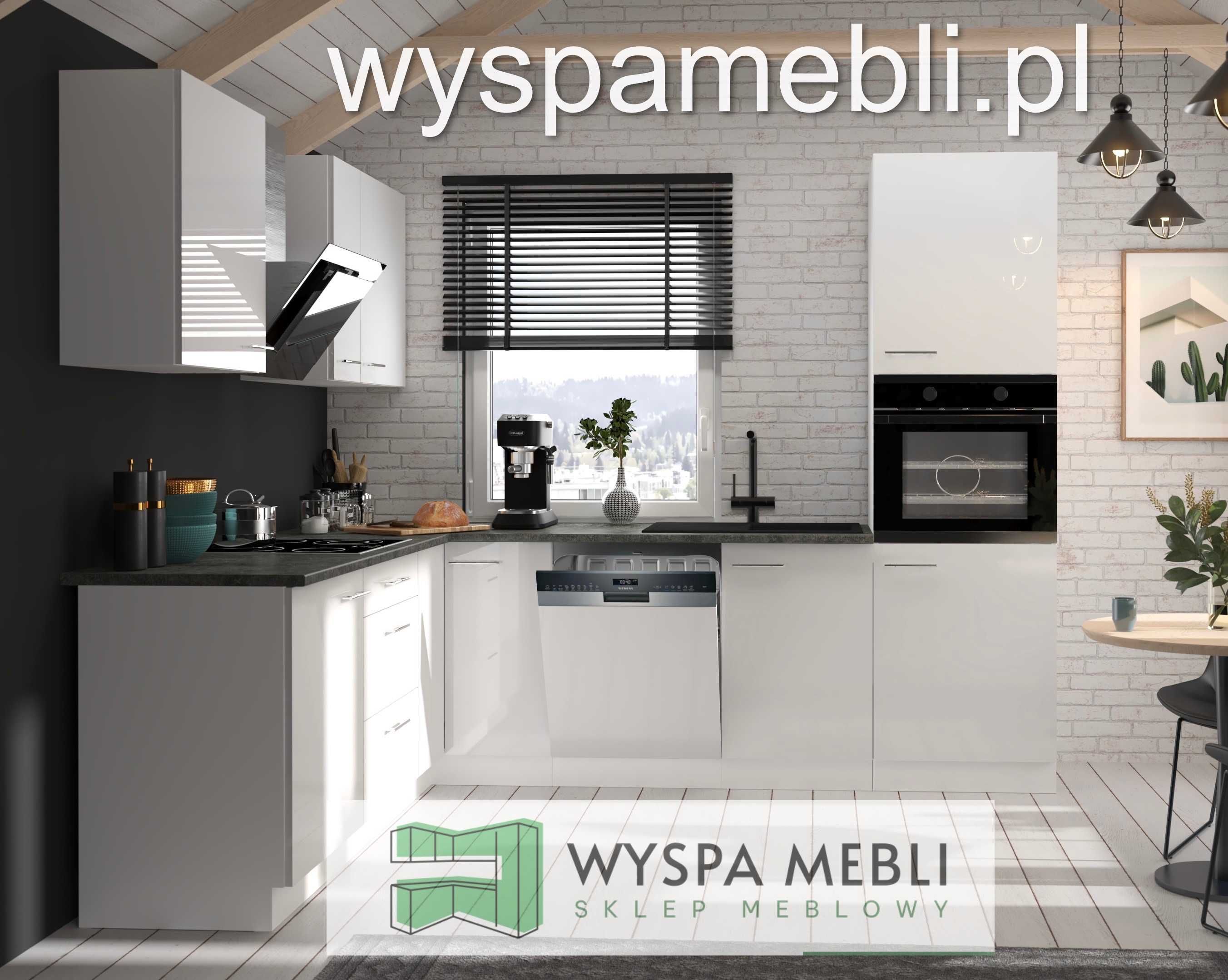 NOWA kuchnia meble kuchenne na wymiar 230x370cm biały połysk szary