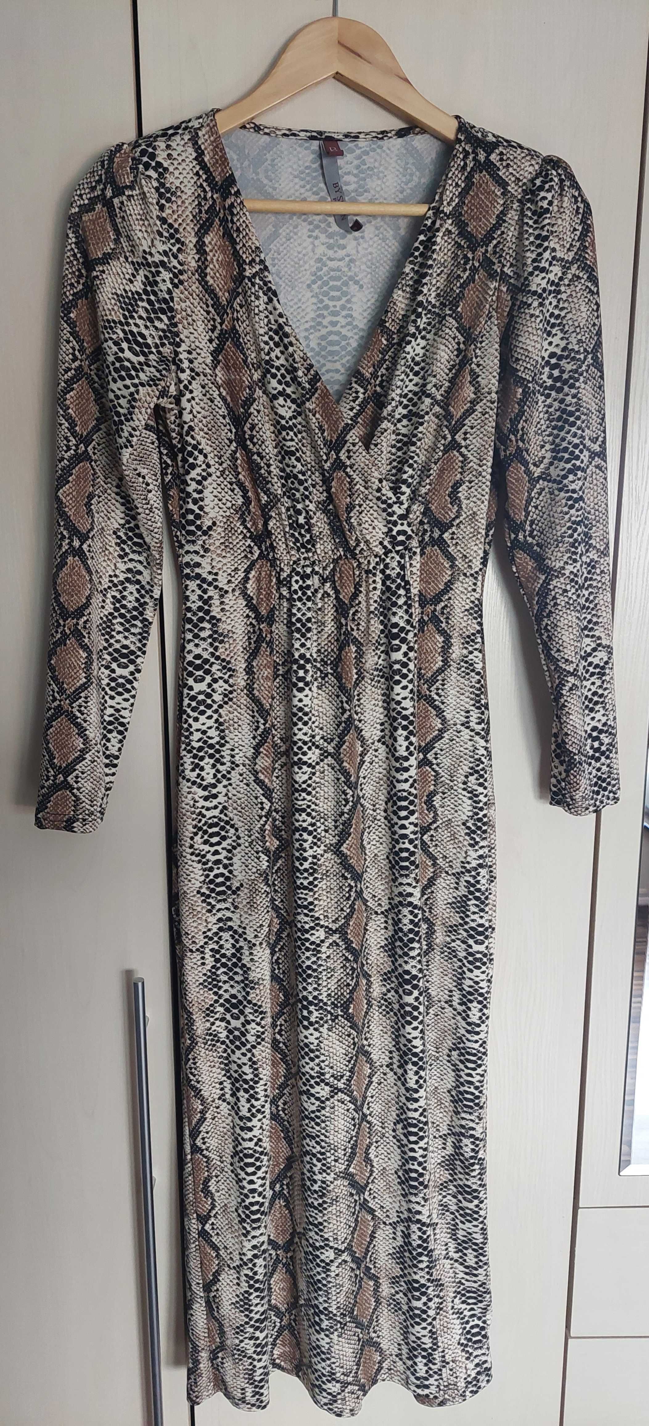 sukienka maxi wzór węża s/m