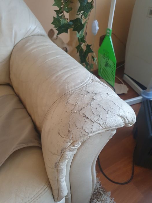 Narożnik jasna skóra naturalna sofa, kanapa