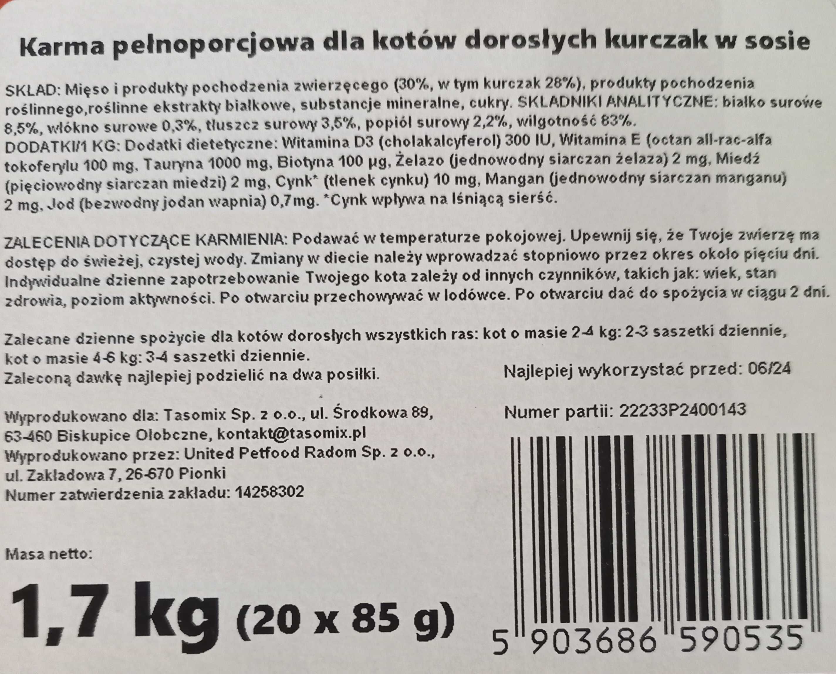 Cztery łapy saszetki dla kota 80 szt. x 85 g 6,8 kg