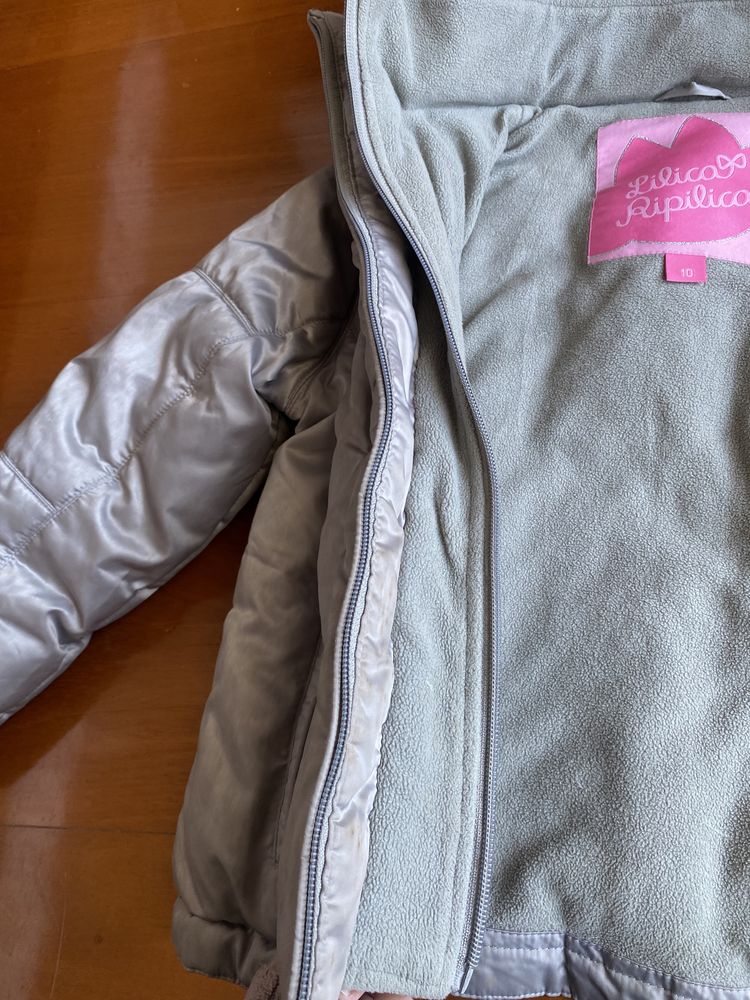 Quispo/kispo casaco lilica ripilica cinzento de penas 10 anos