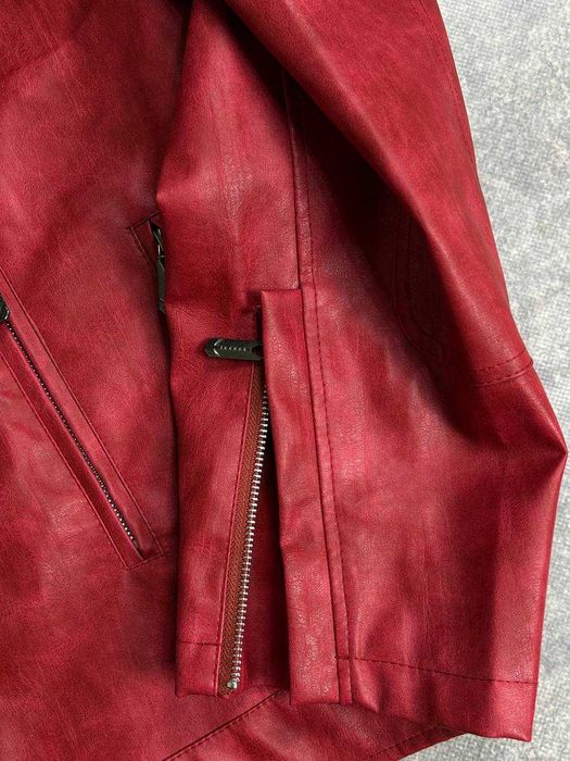 jacket куртка шкіряна курточка червона кожаная S M L XL