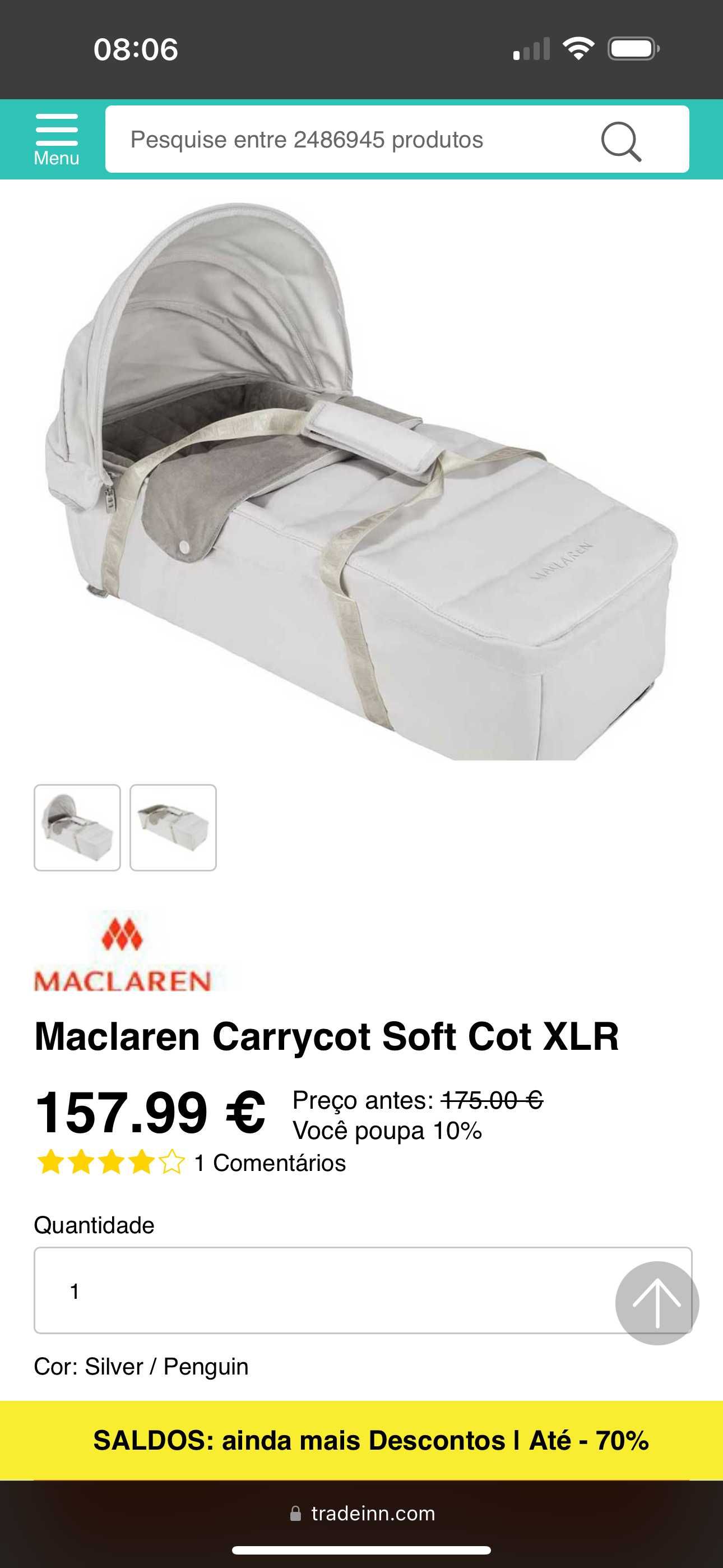 MACLAREN Carrycot Soft Cot/ ALCOFA SOFT Vermelha NOVA na caixa