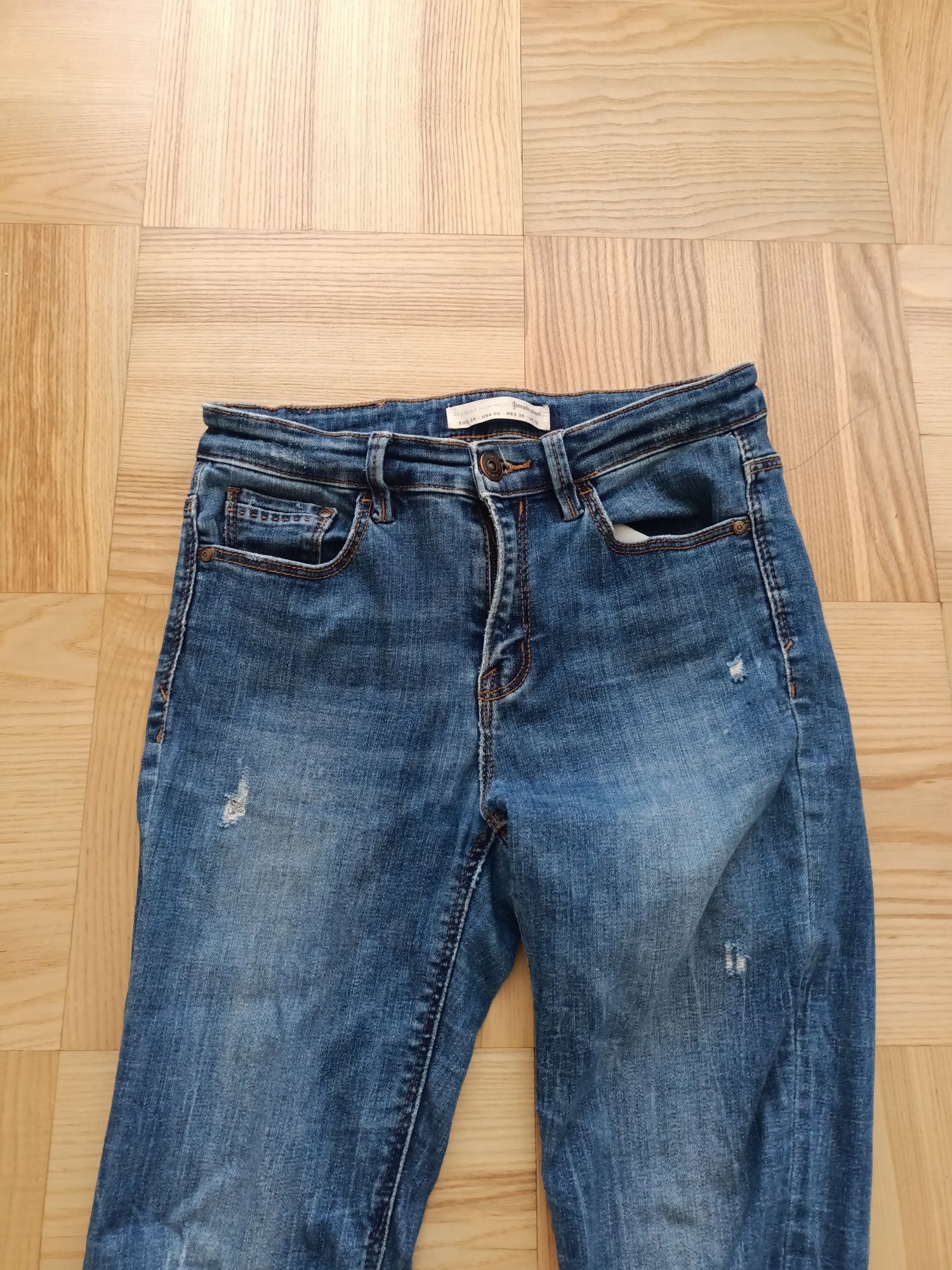 Jeansy Stradivarius dżinsy spodnie skinny z przetarciami rurki obcisłe