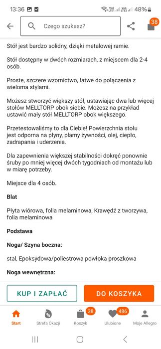 Ikea Melltorp stół