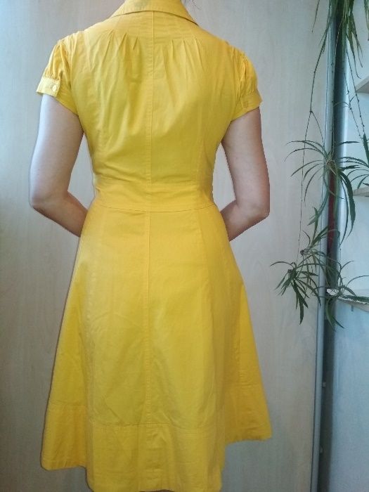 Сукня-халат, желтое платье на запах плотный коттон, р. 34-36