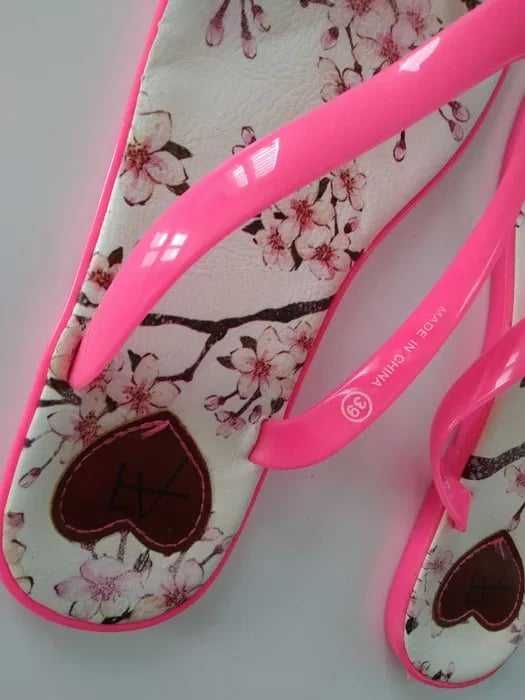 Anna Field 39 japonki różowe w serduszka i kwiaty