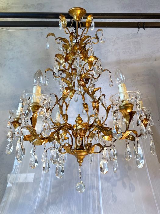 Artystyczny Włoski Zyrandol z krysztalkami Holywood Regency