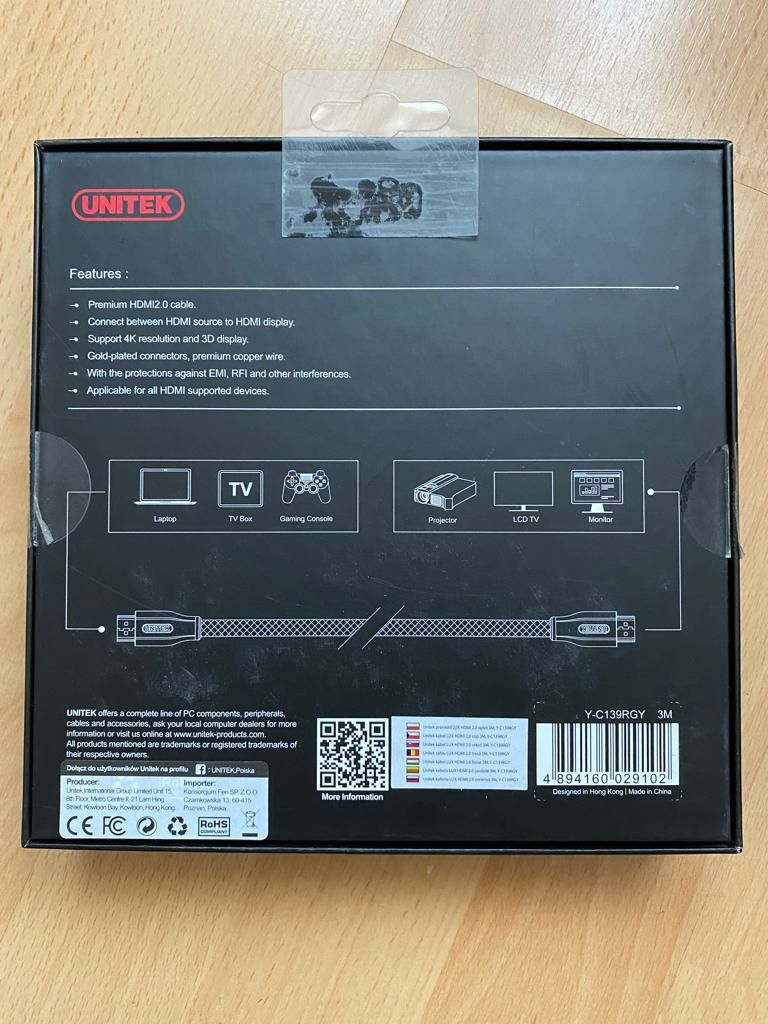 HDMI 2.0 Unitek Lux 18 gb/s oplot 4K