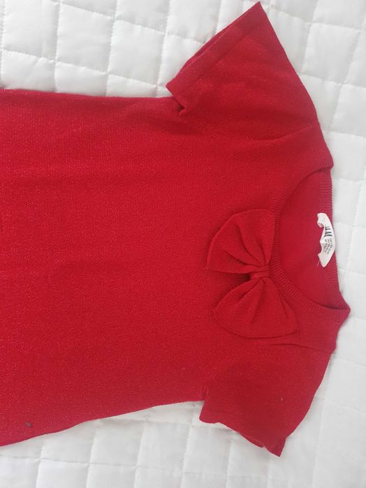 Tunika H&M  122 128 z kokardką i brkatem, CZERWONA ŚLICZNA!