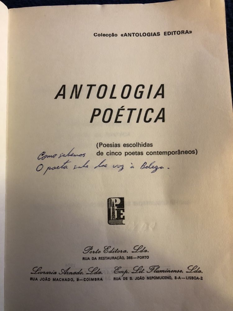 1974 Antologia Poética (poesias escolhidas de 5 poetas contemporâneos)