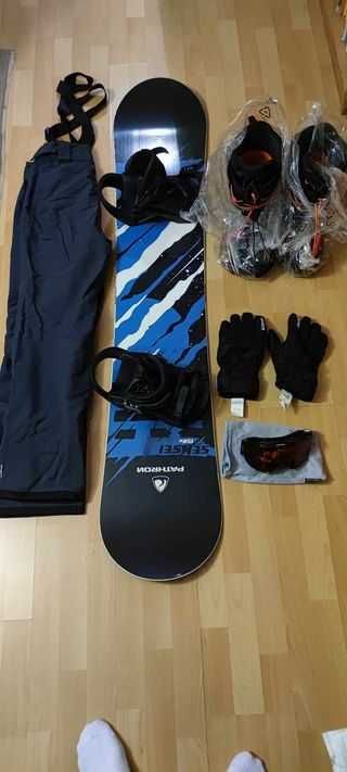 OKAZJA zestaw Snowboard+wiązania+buty+spodnie+rękawice+gogle