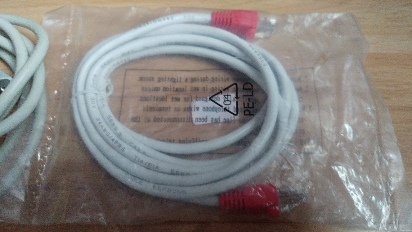 Kabel do komputera COM 1,5m i do internetu RJ45.