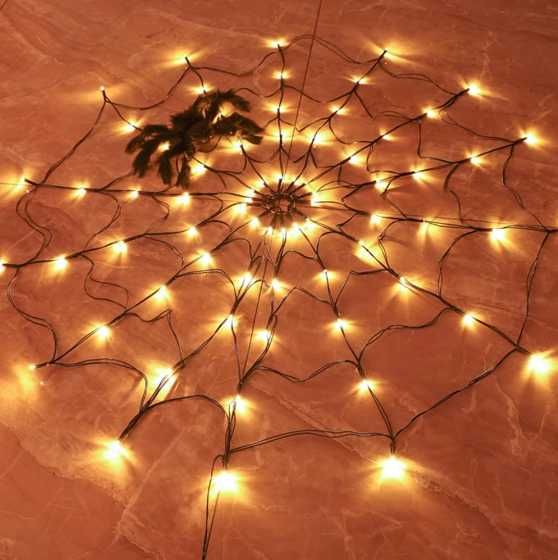 Lampki LED pajęczyna HALLOWEEN pająk + gratis PILOT