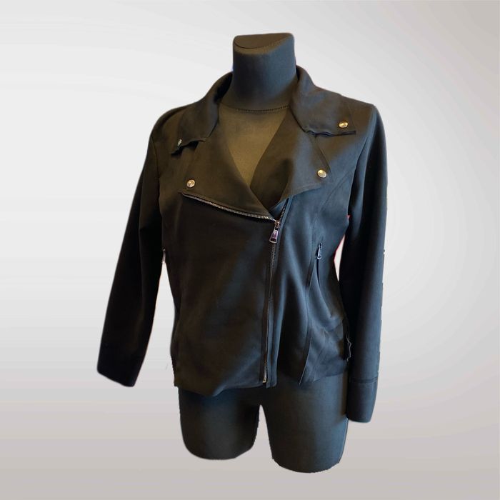 Motocyklówka Zamszowa Ramoneska Damska Klasyczna Czarny