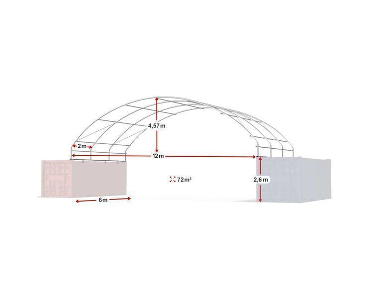 Namiot ZADASZENIE do kontenera WEJŚCIE+WJAZD 12x6m Das