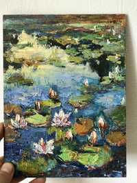 Картина маслом Олійна живопис Пейзаж Море Натюрморт с цветами Кувшинки