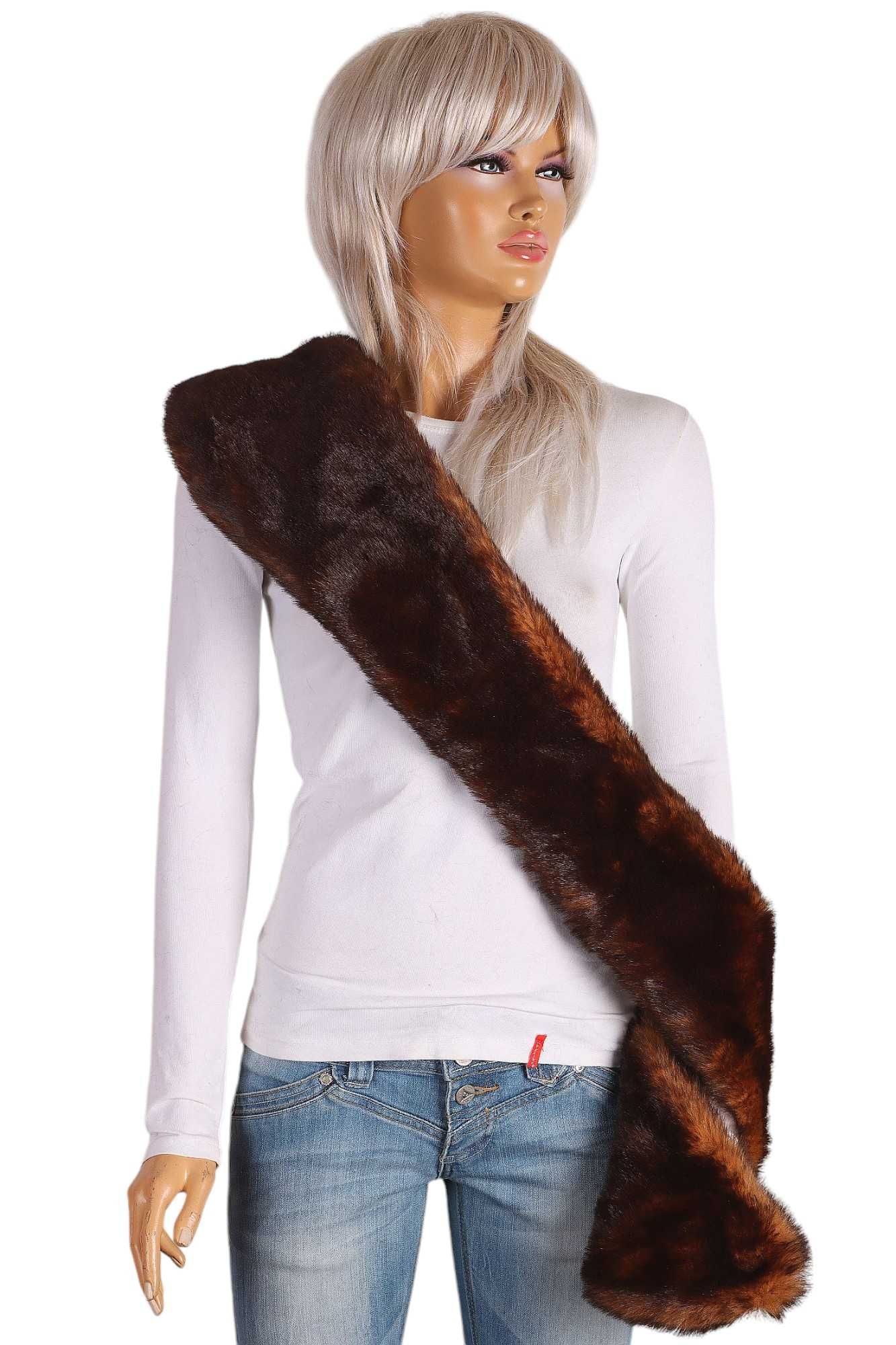 ACCESSORIZE futrzany kołnierz szal dopinka sztuczne futerko lux 114x18