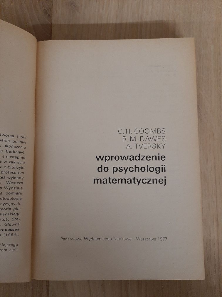 Wprowadzenie do psychologii matematycznej C.H. Coombs, R.M. Dawes