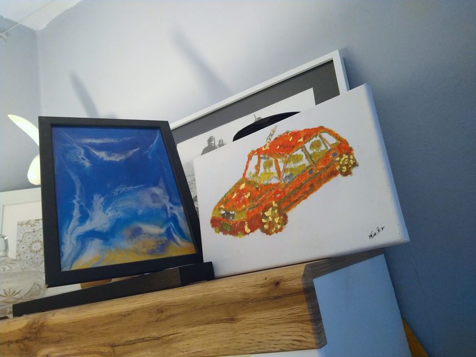 Obraz olejny polonez i żywica epoksydowa ramka ikea