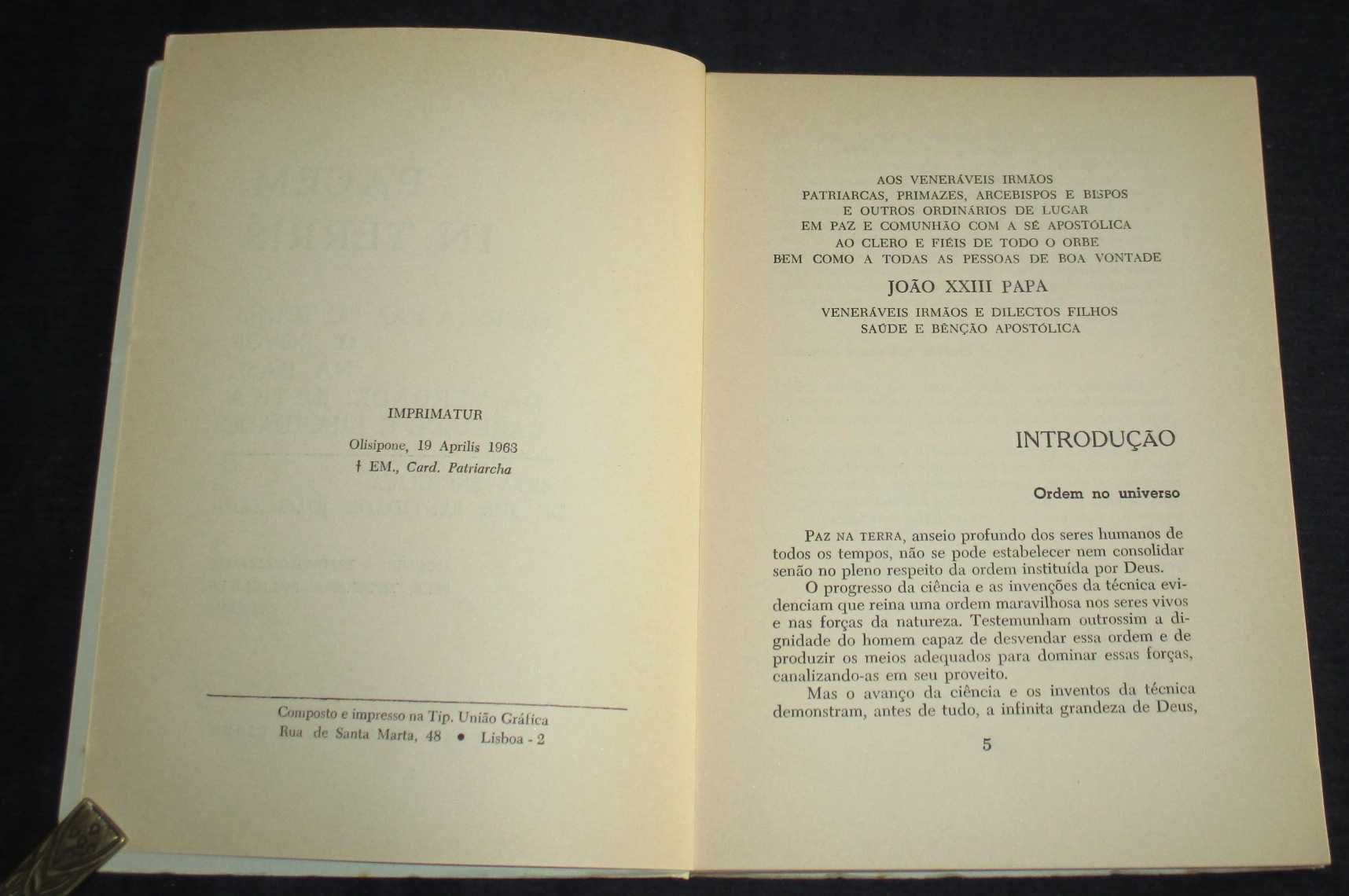 Livro Pacem in Terris Carta Encíclica de Sua Santidade João XXIII