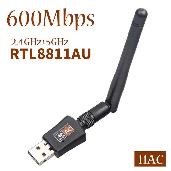 Karta sieciowa USB 600Mbps 2.4GHz 5GHz WiFi z anteną 802.11b/n/g/ac