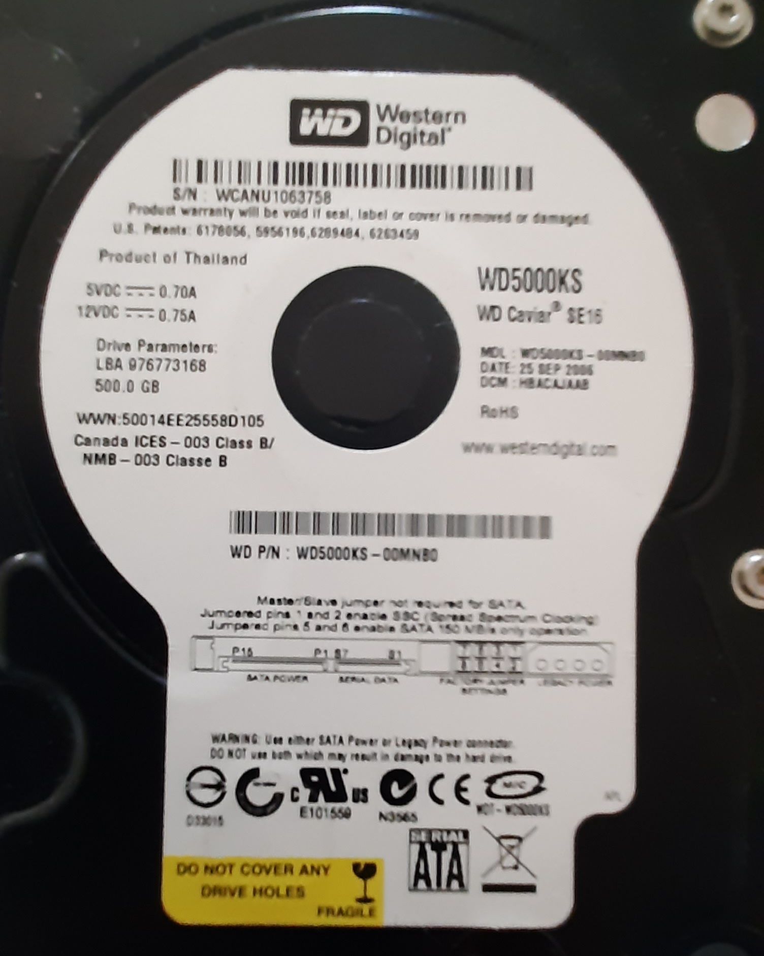 Disco WD com 500G
