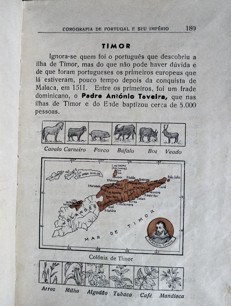 Antigo livro Corografia de Portugal e Seu Império + mapa