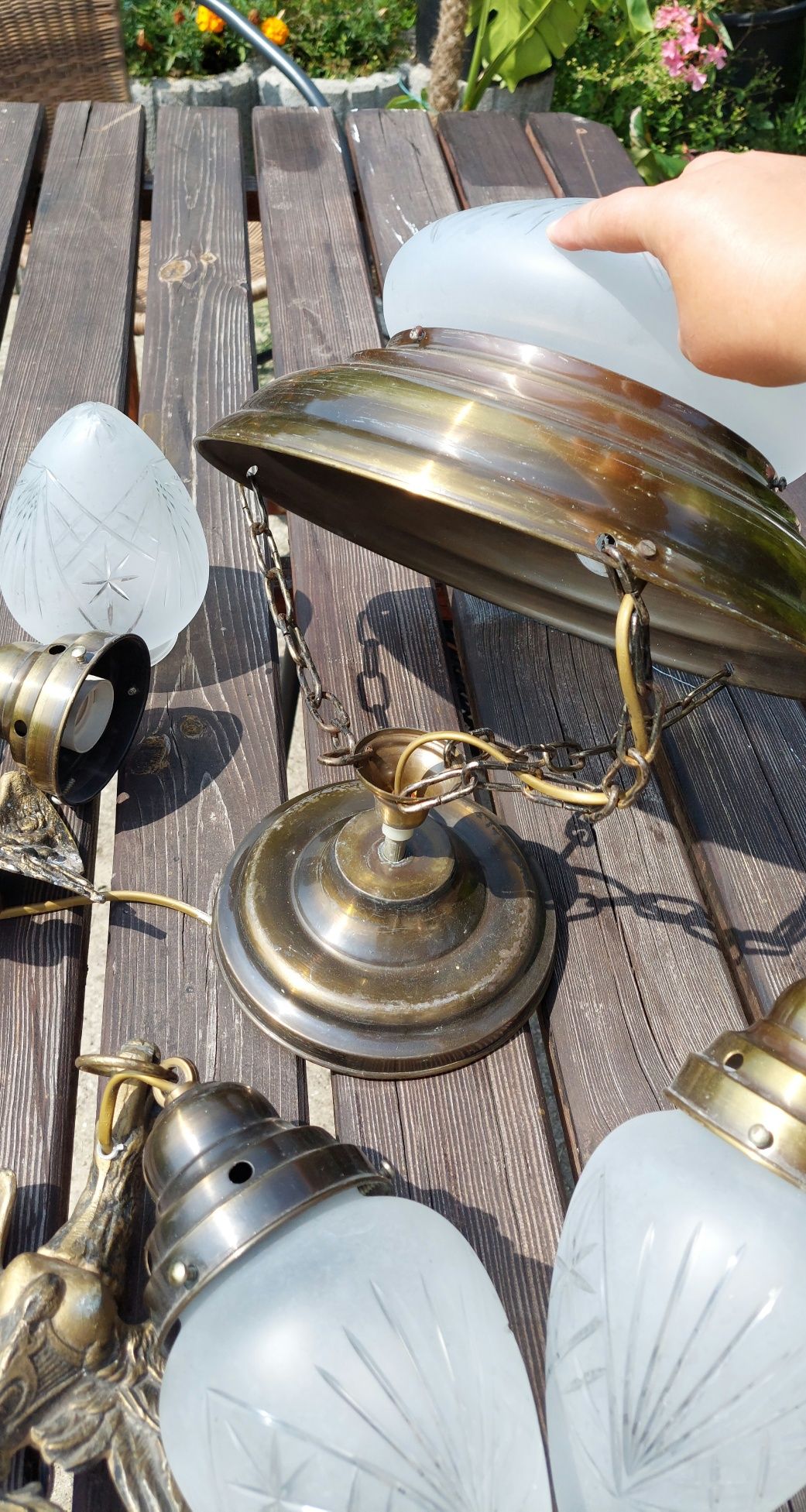 Lampa wisząca  EAGLE żyrandol kryształ kinkiet z orłem mosiądz retro