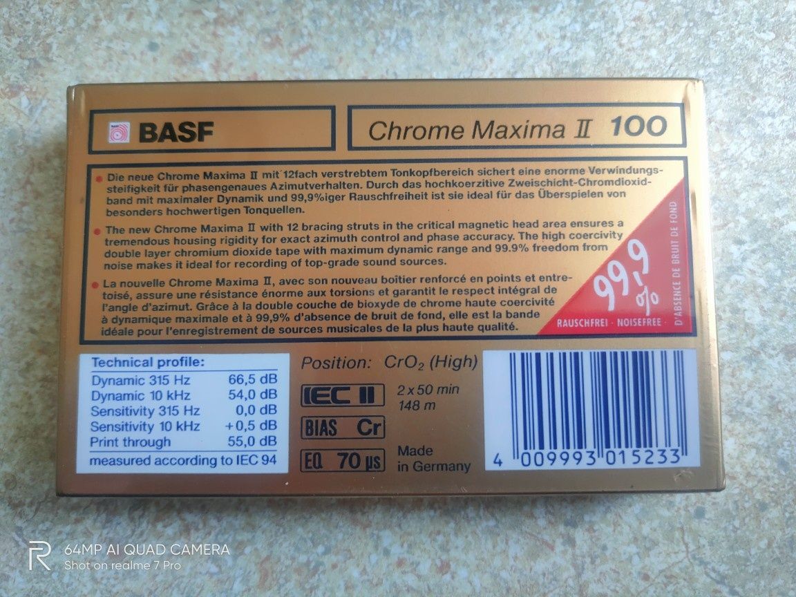 Kaseta magnetofonowa chrom BASF MAXIMA 100