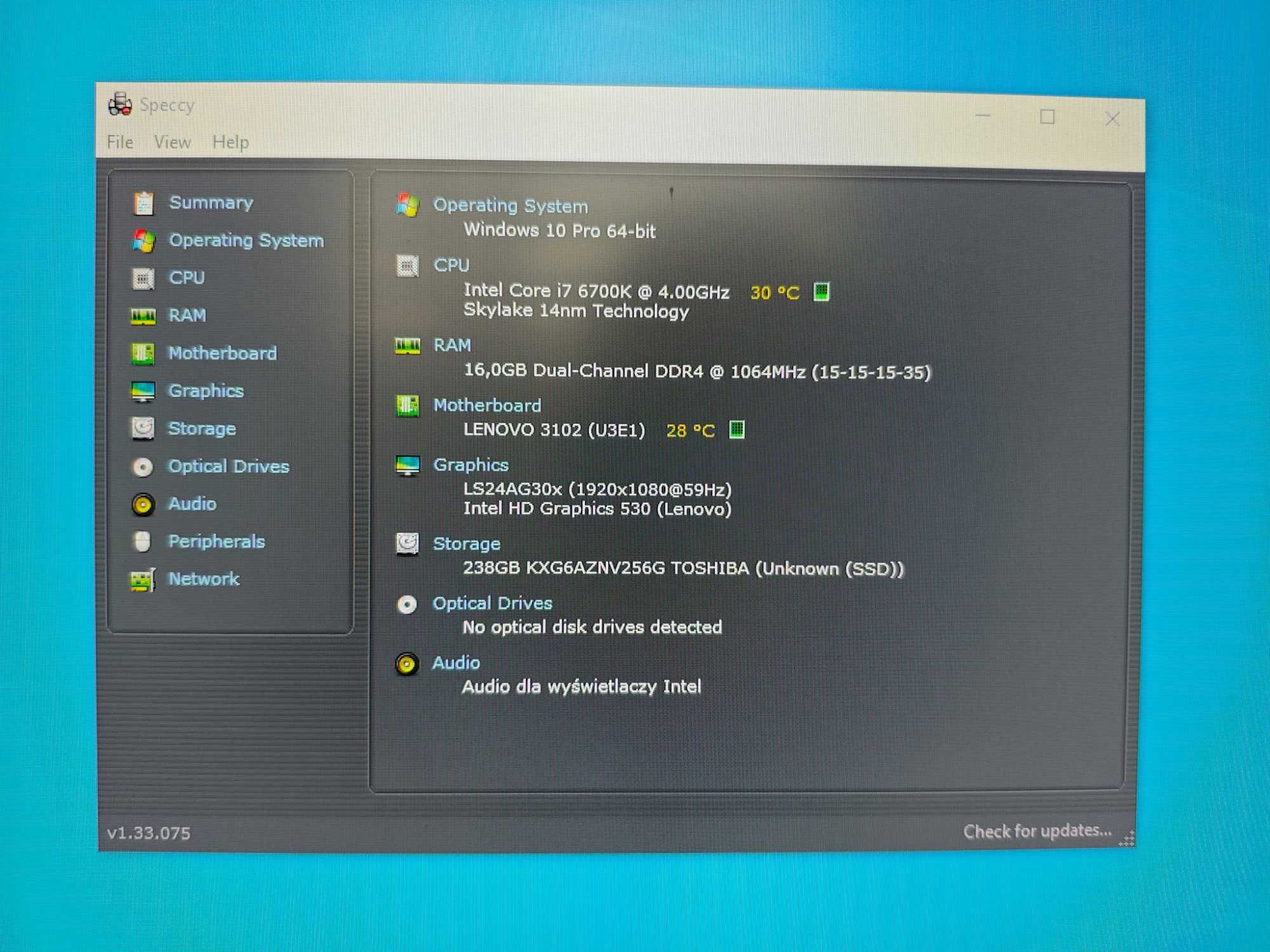 Komputer SFF Lenovo M710s Intel Core i7-6700K 16GB RAM 256GB SSD NVMe