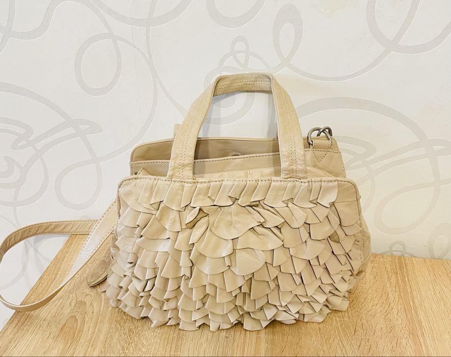 Шкіряна бежева сумка