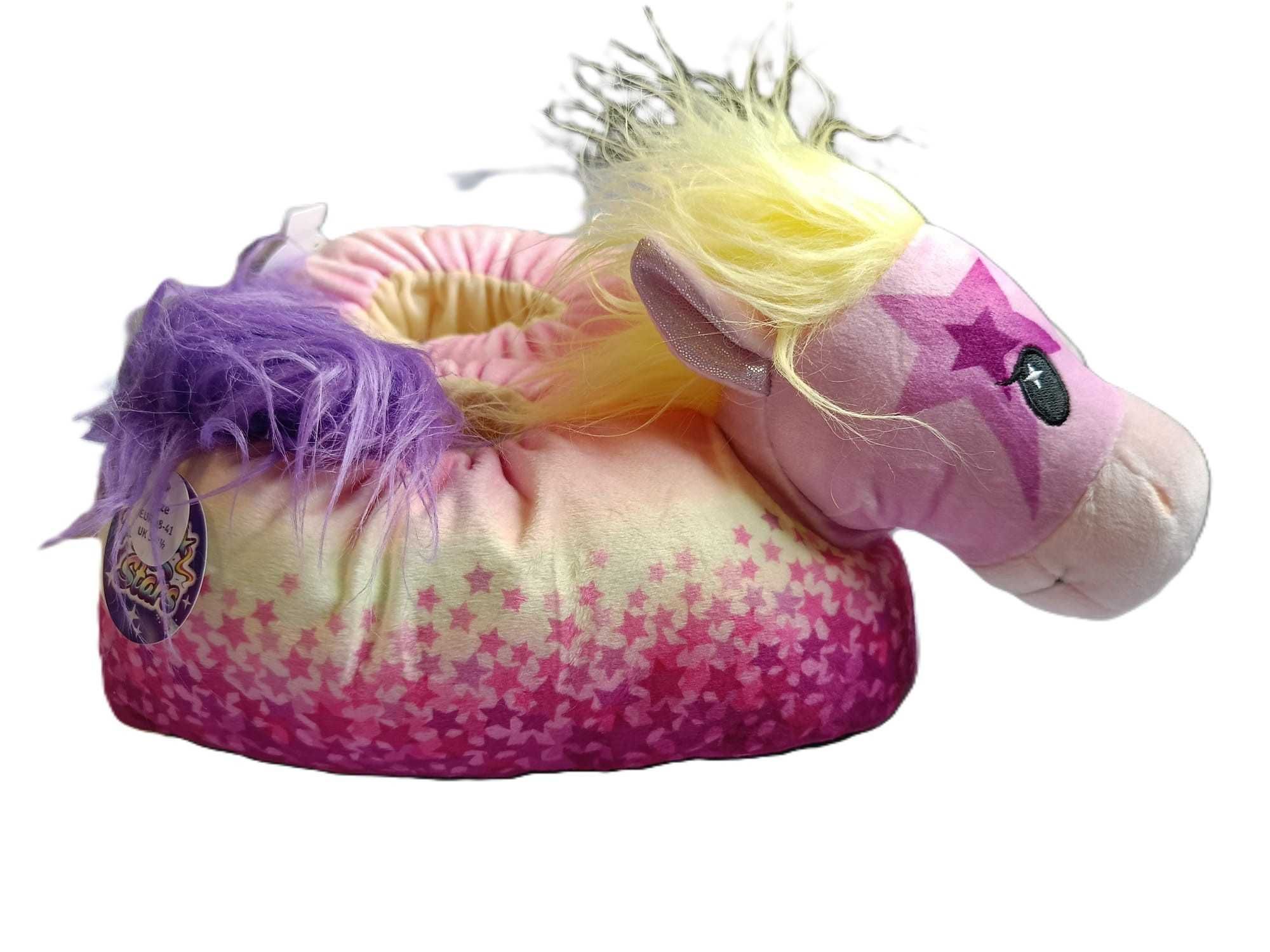 NOWE Pluszowe kapcie bambosze NICI Candydust Pony KUCYKI r. 38-41