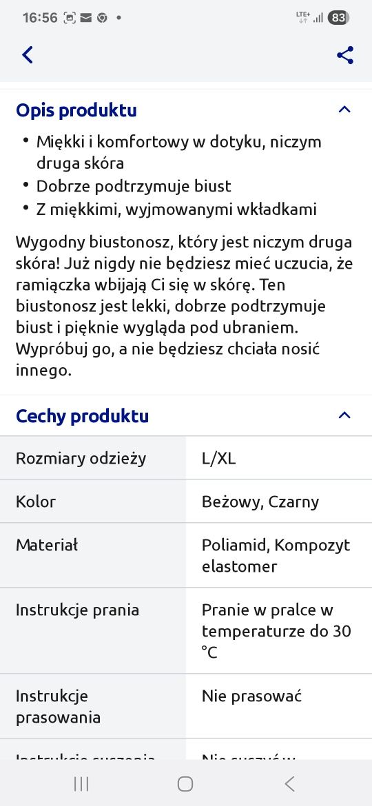 Nowy biustonosz stanik second skin sportowy elastyczny M